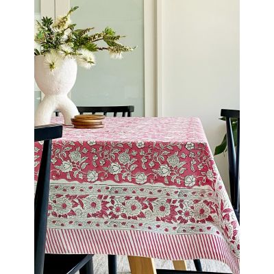 Block Printed Table Cloth 150x220cm Ruby