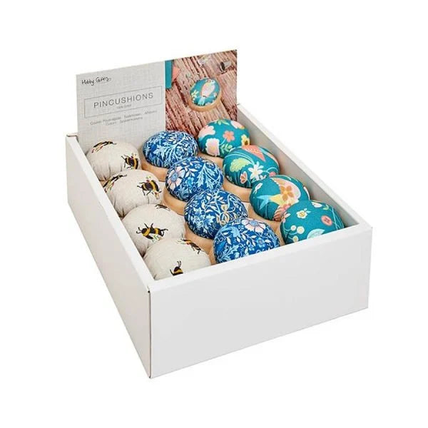 Wooden Base Pin Cushion - Floral