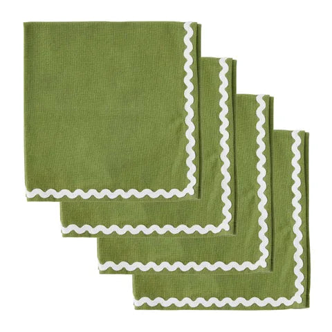 Napkin Cotton Olive/Ivory