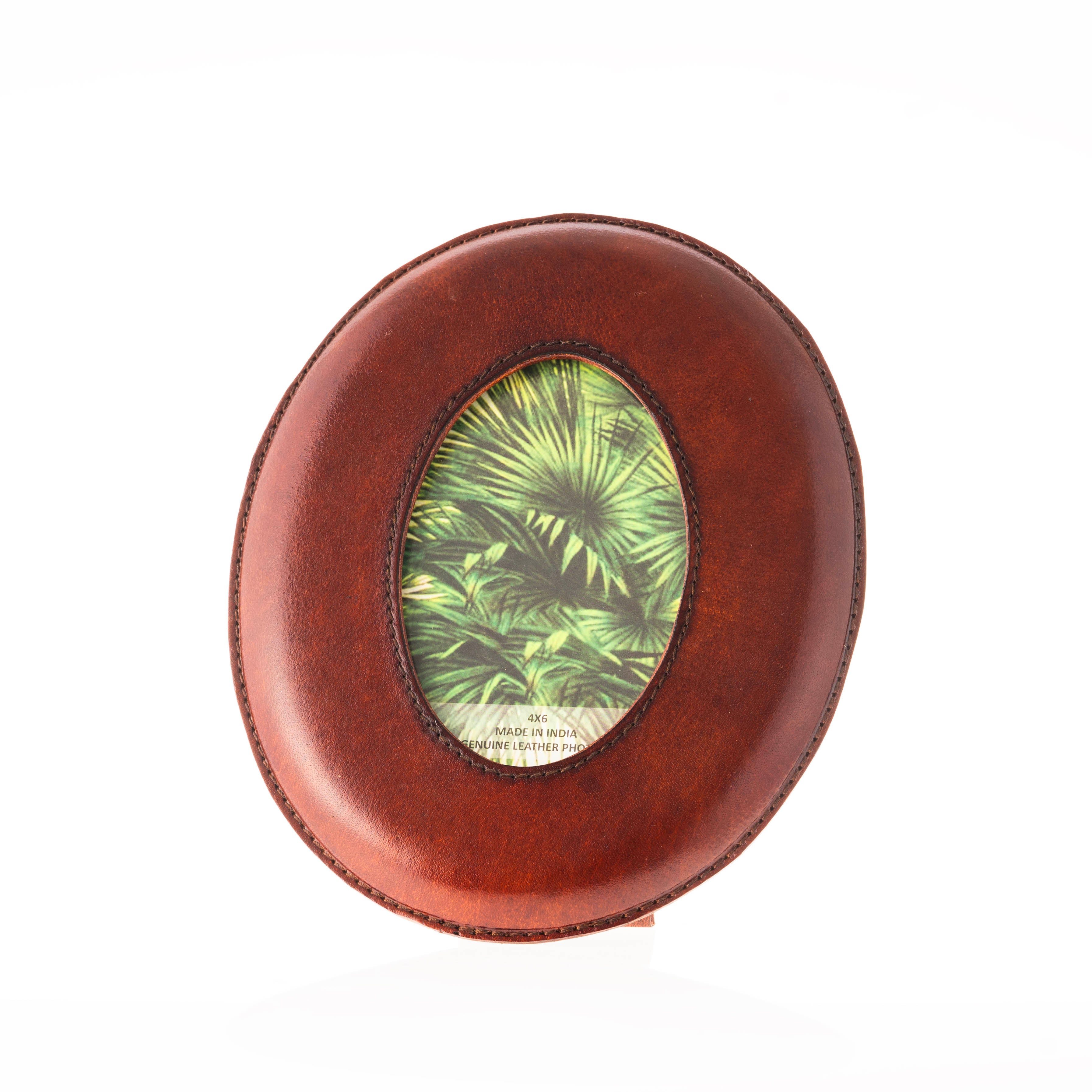 Oval Leather Photo Frame