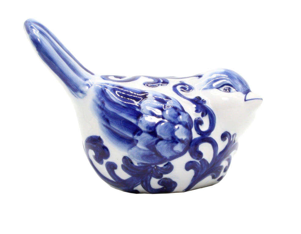 Ceramic Bird Blue & White 20cm