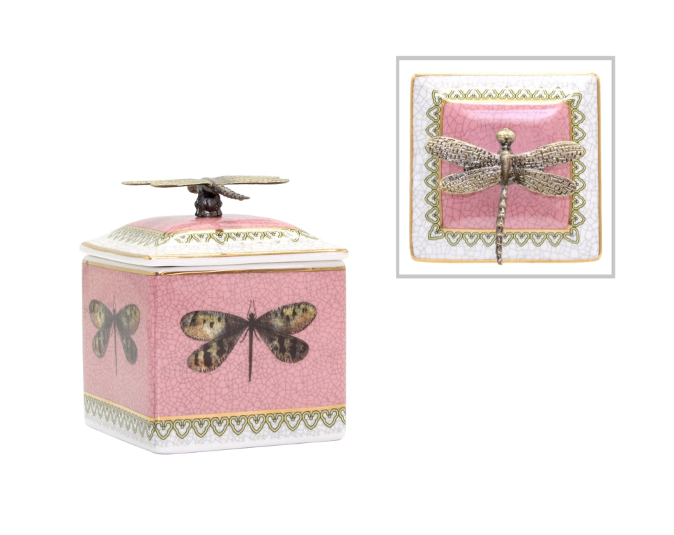 Trinket Box Dragonfly Rose