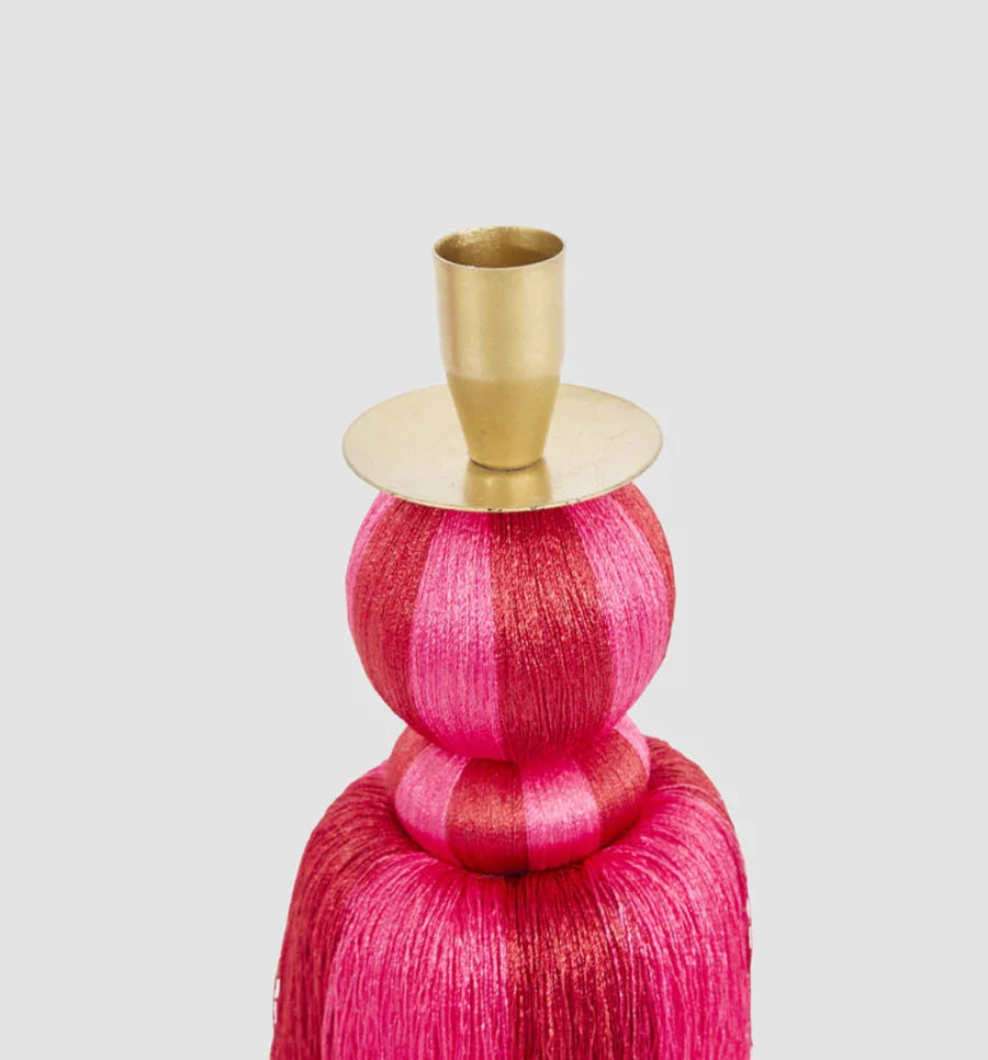 Silk Tassel Candle Stand Fuchsia & Red Large