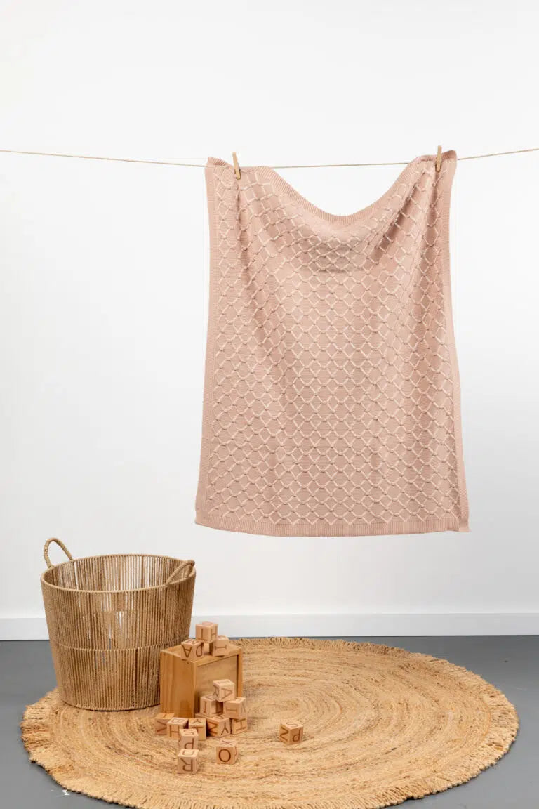 Vintage Knit Baby Blanket Blush