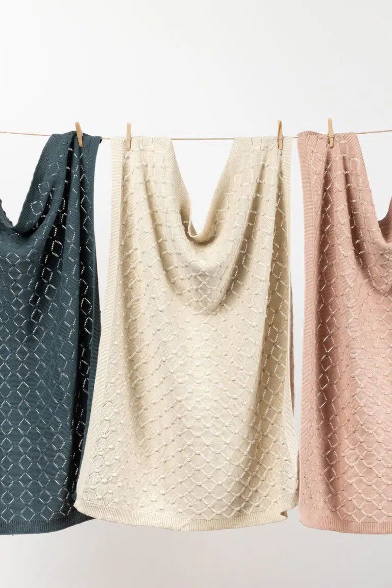 Vintage Knit Baby Blanket Blush