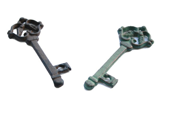 Two decorative metal keys 