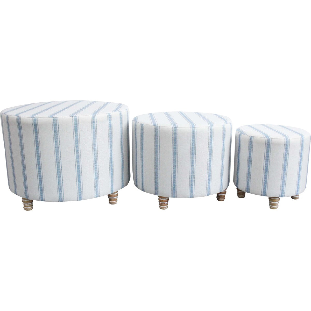 Ottoman - Hampton Stripe Round