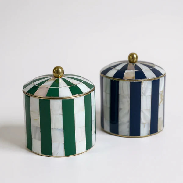 Sicily Stripe Decor Box Green Round