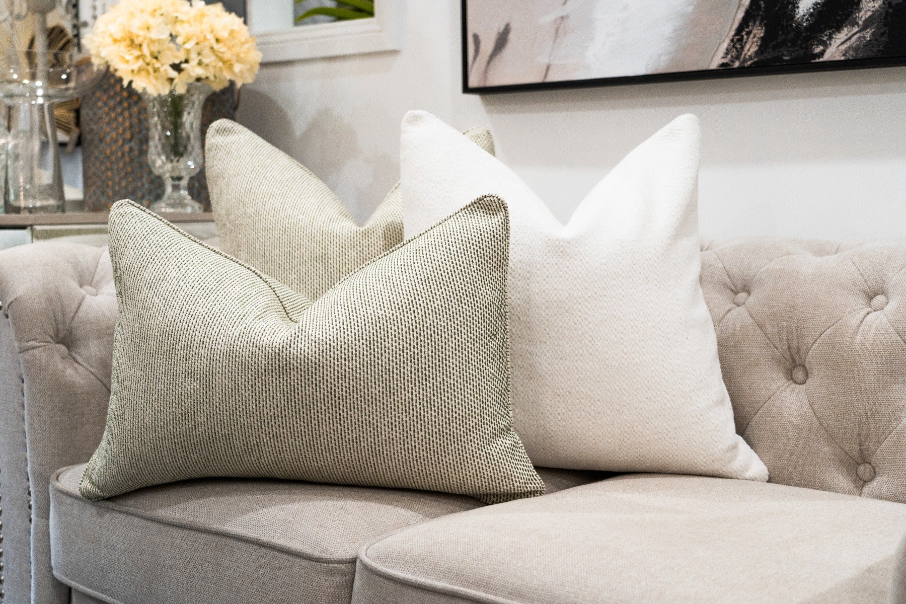 Cushion Victoria 55x55cm Green & White