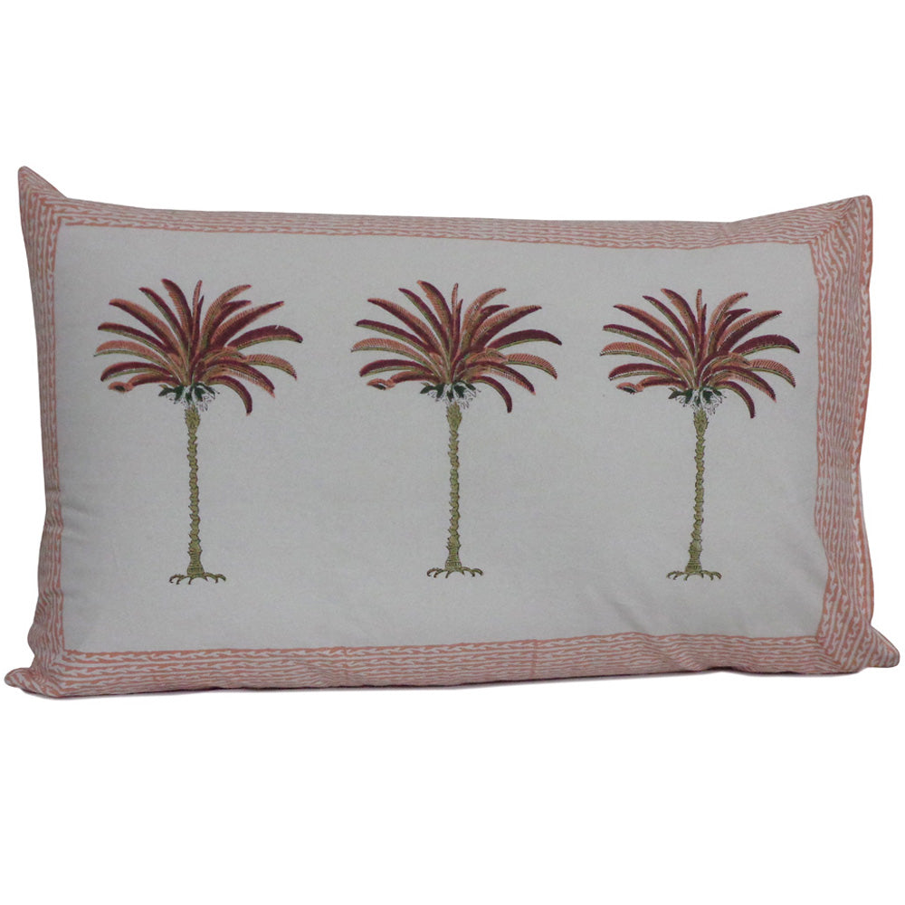Pillowcases Block Print Palm Set/2 Pink