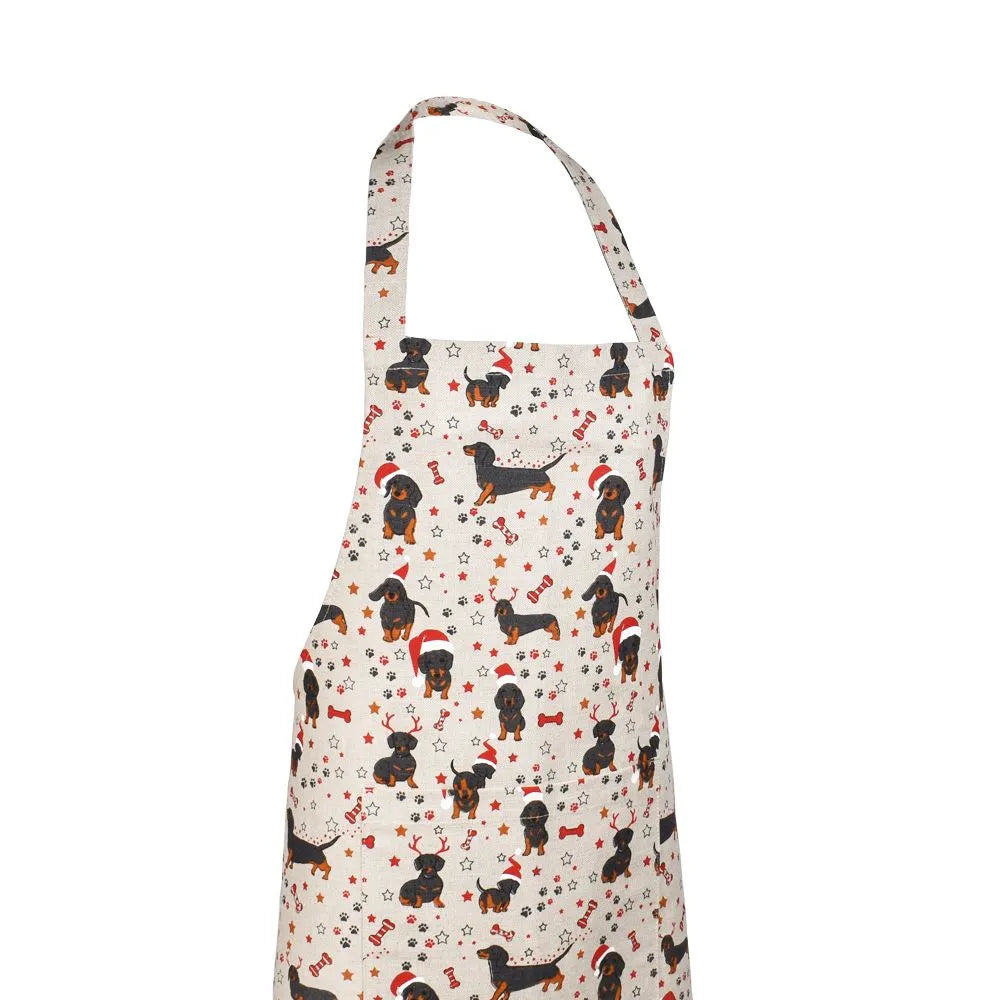 Christmas Dachshund Linen Blend Apron