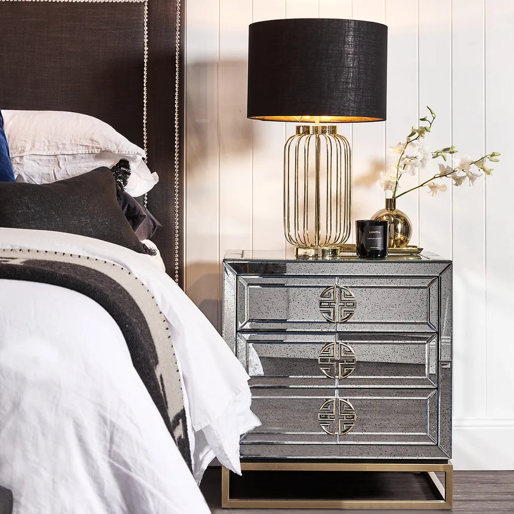 Cleo Gold Lamp w Black Shade