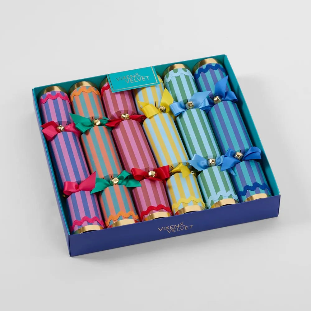 Christmas Bon Bon Mixed Stripes Crackers (Set 6)