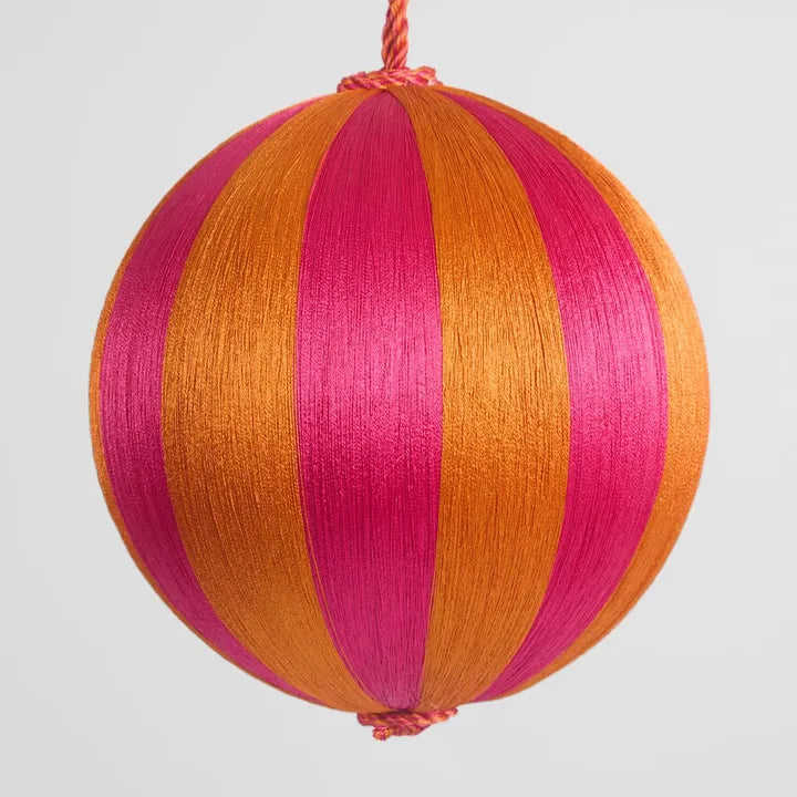 Silk Stripe Bauble Pink & Orange Lge