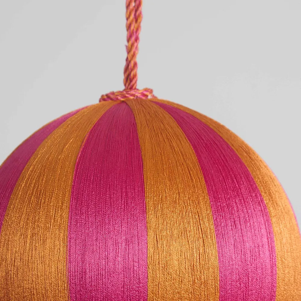 Silk Stripe Bauble Pink & Orange Med
