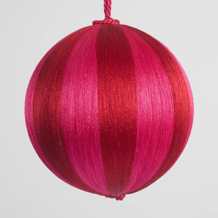 Silk Stripe Bauble Fuchsia & Red Lge