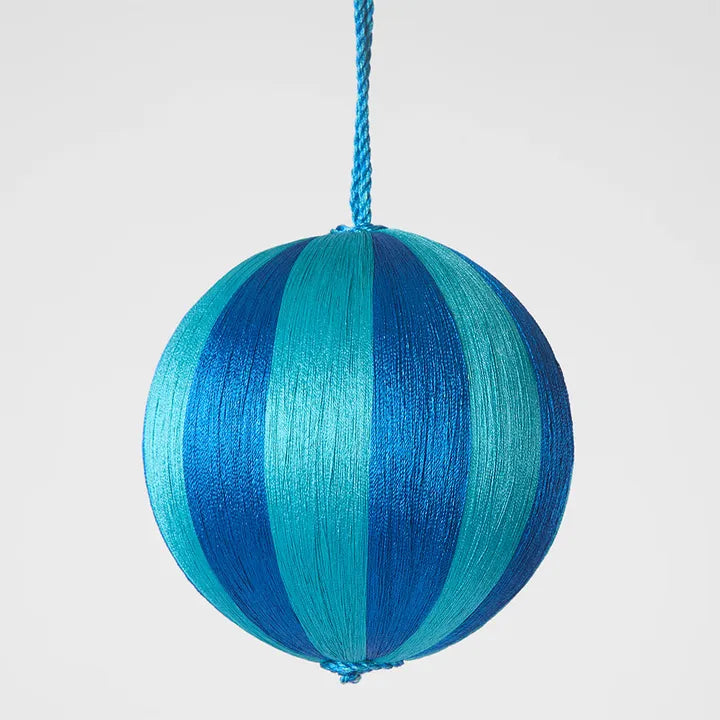Silk Stripe Bauble Dk Blue & Blue Med