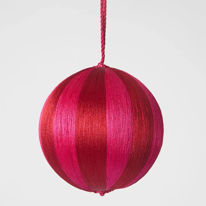 Silk Stripe Bauble Fuchsia & Red Med