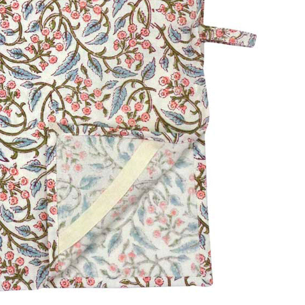 Tea Towel Block Print Pink Berries