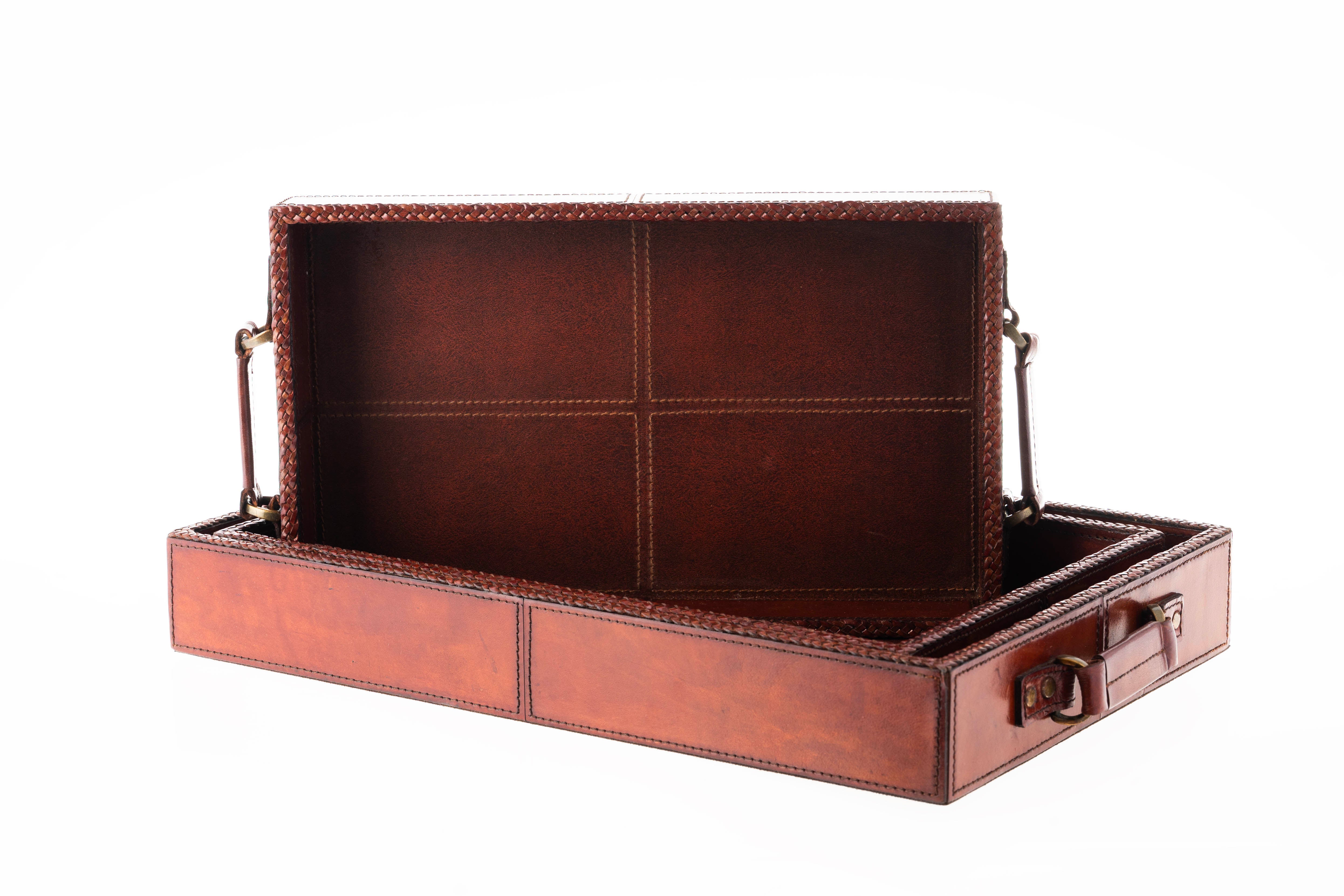 Ascot Leather Tray Braided Edge - Medium