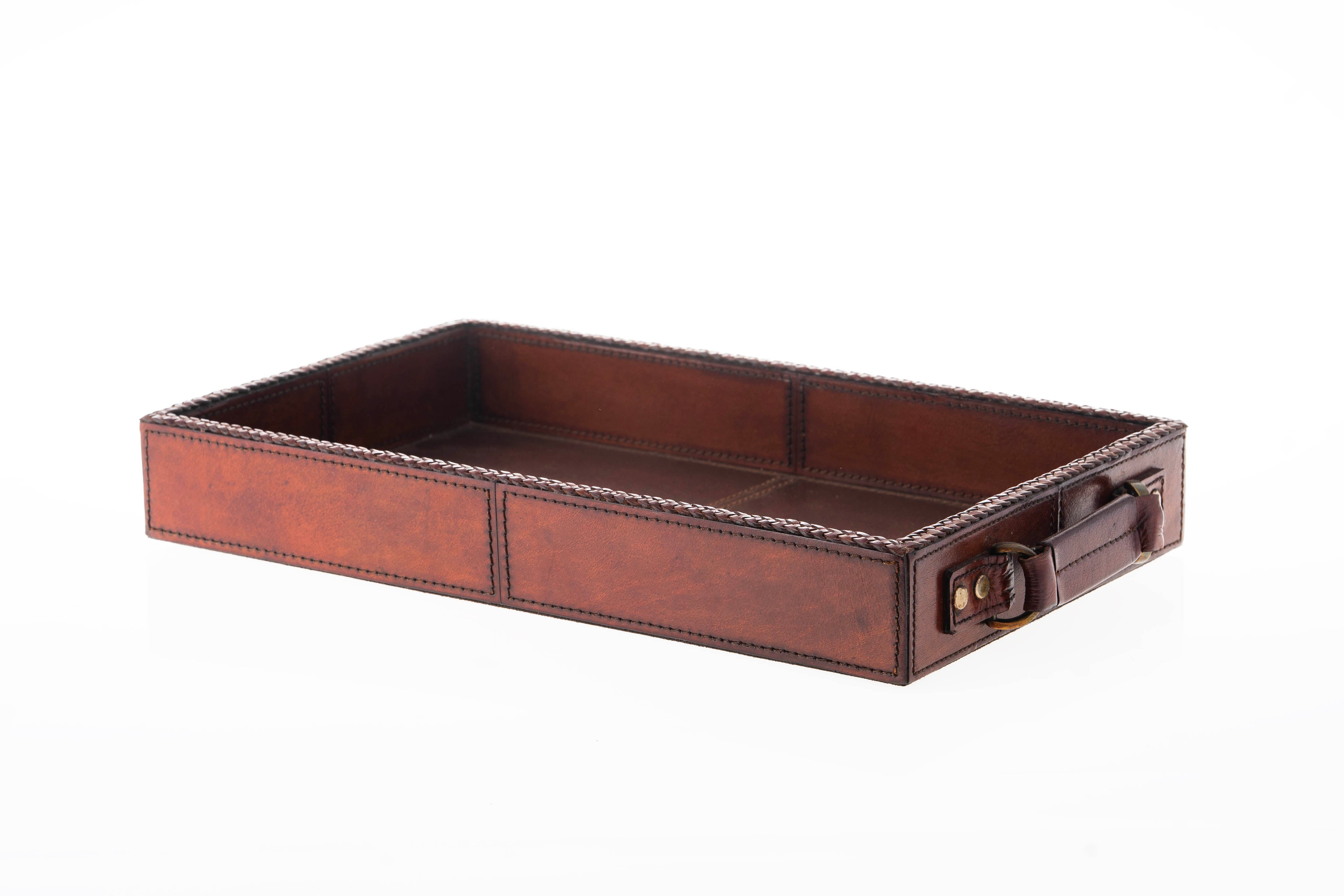 Ascot Leather Tray Braided Edge - Small
