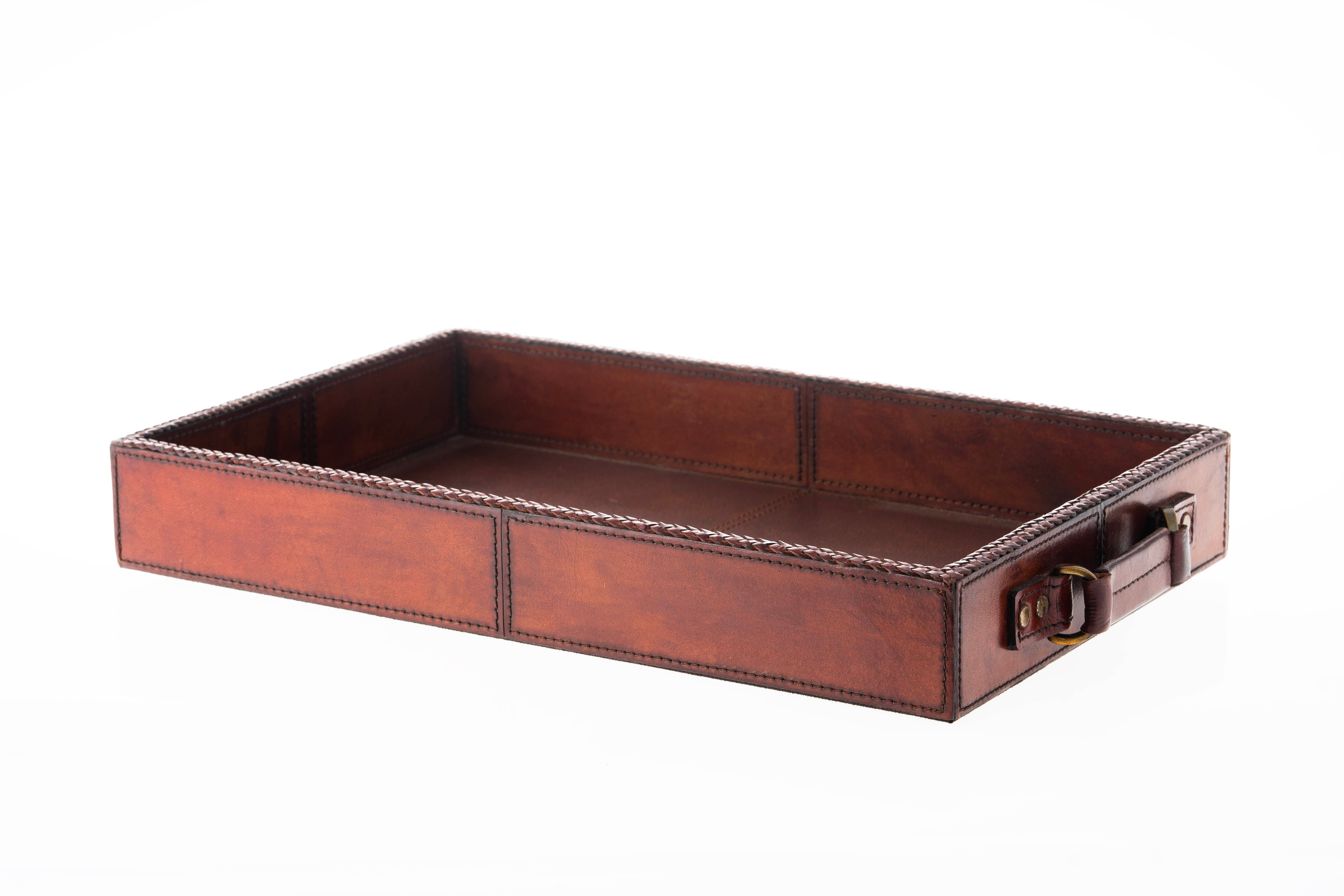 Ascot Leather Tray Braided Edge - Medium