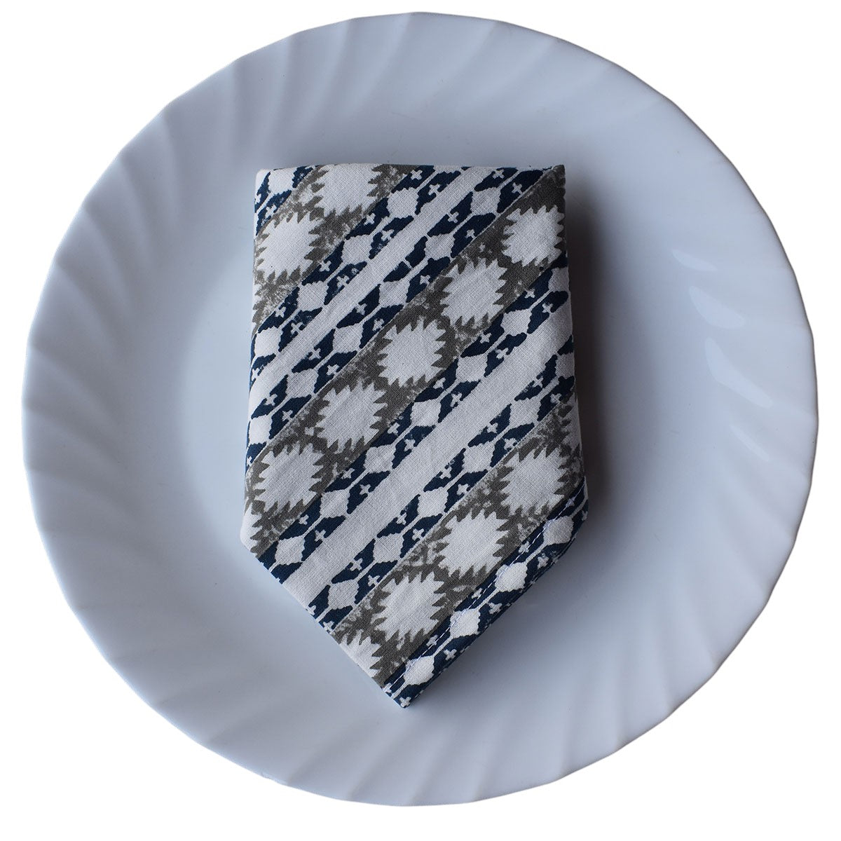 Napkin Block Print Nordic Grey Blue (Set/4)