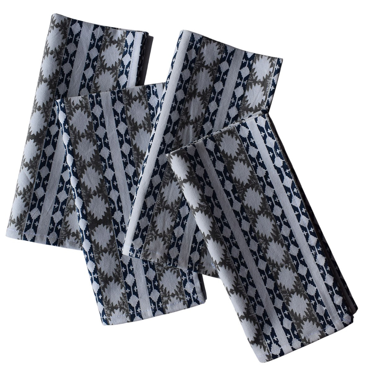 Napkin Block Print Nordic Grey Blue (Set/4)