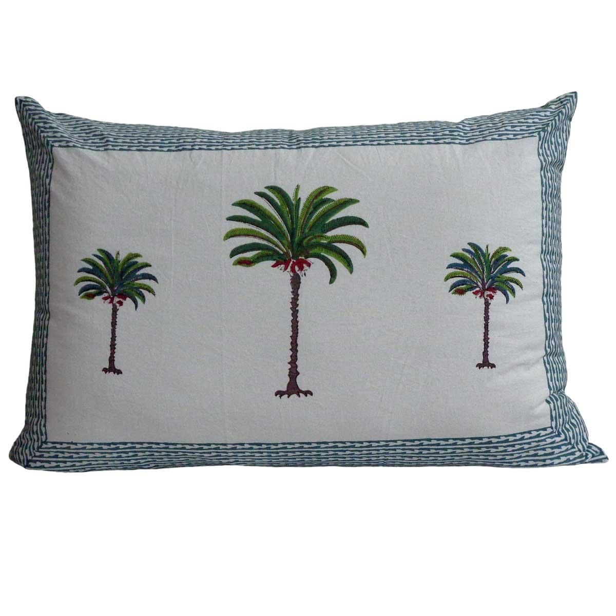 Pillowcases Block Print Palm Set/2 Green