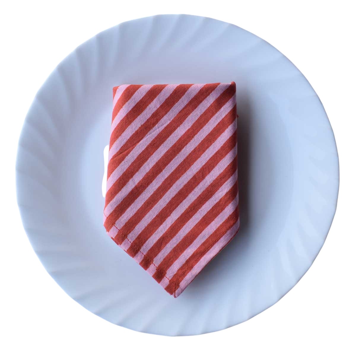 Napkin Block Print Red Pink Stripe (Set/4)