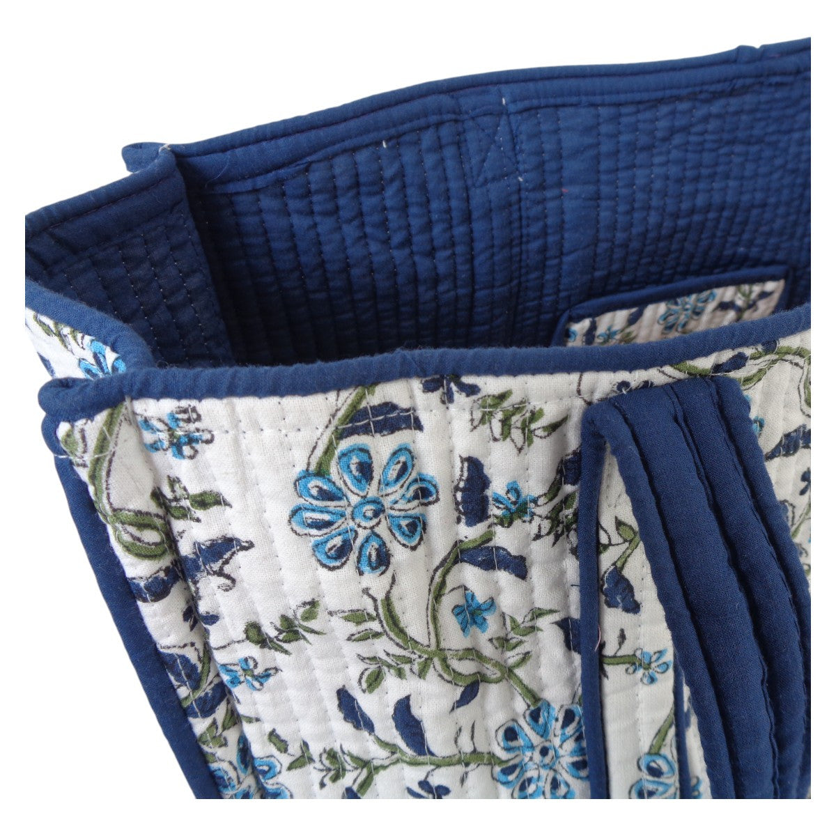 Cotton Quilted Tote Bag Ragini Blue