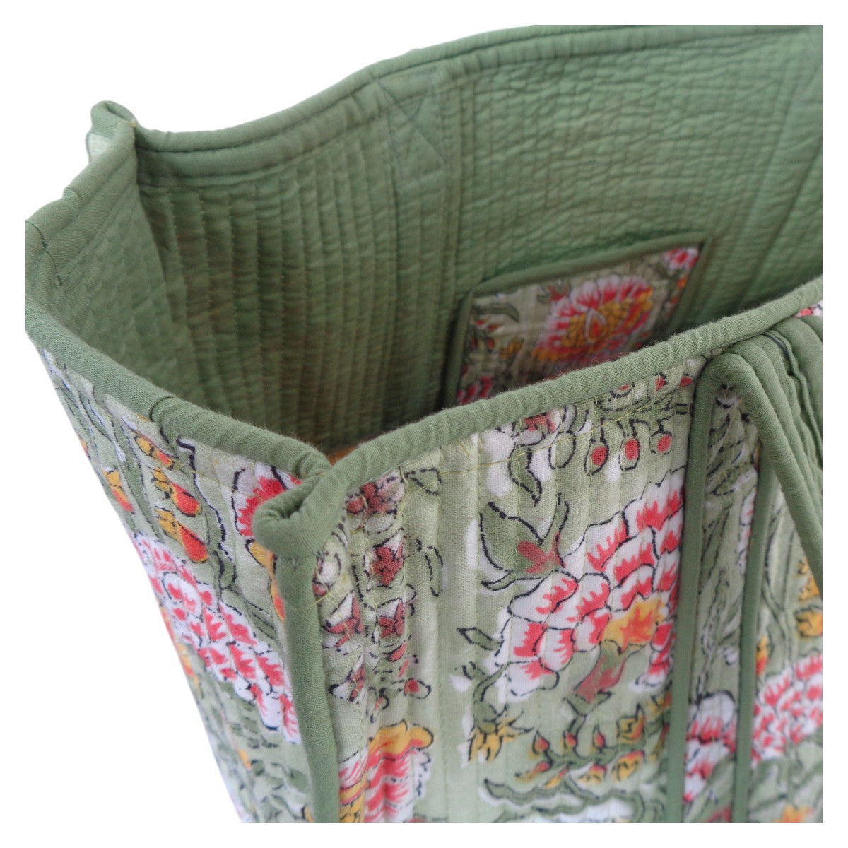 Cotton Quilted Tote Bag Reshma Sea Green
