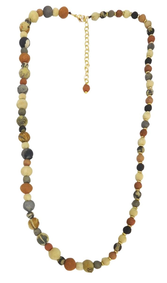 Fabric Bead Necklace - Natural