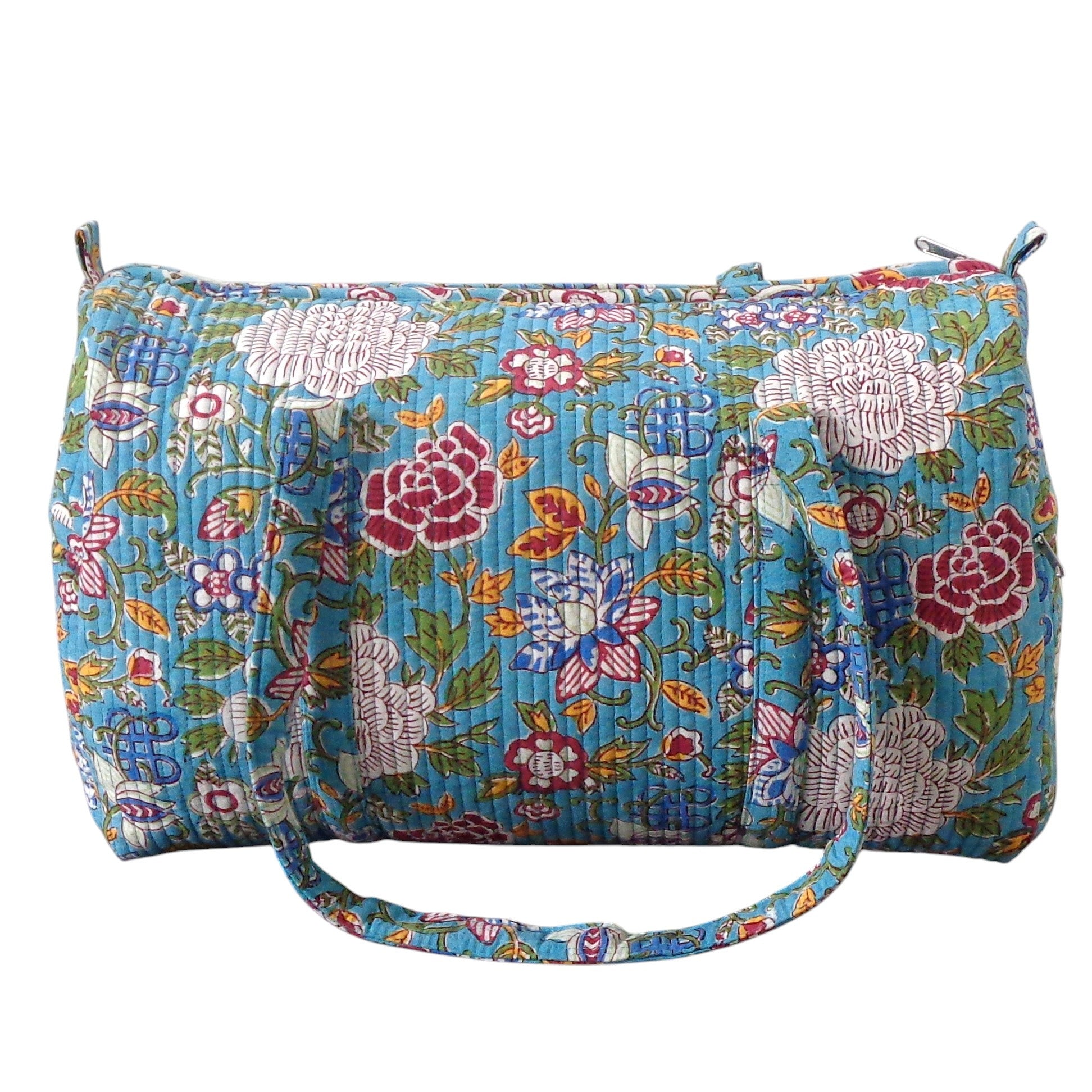 Weekender Bag Floral Canvas Blue Jade